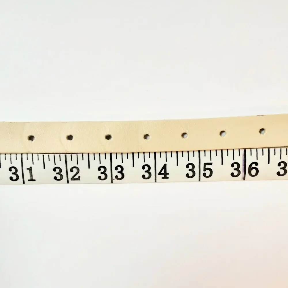 Womens Vintage Skinny Beige Teardrop Buckle Leather Belt Size Medium